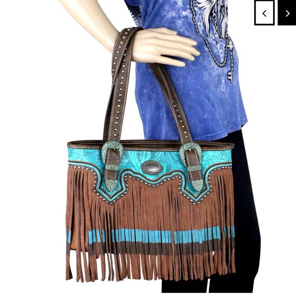 Montana West Handbags - Montana west fringe collection tote bag turquoise